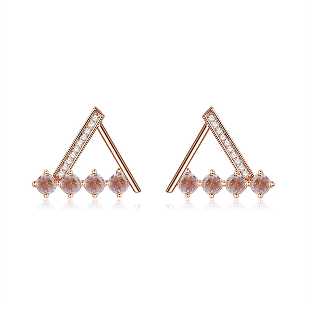 

ZEMIOR 100% Genuine 925 Sterling Silver Jewelry Geometry Triangle Stud Earrings For Women Shining 5A Cubic Zirconia Earring