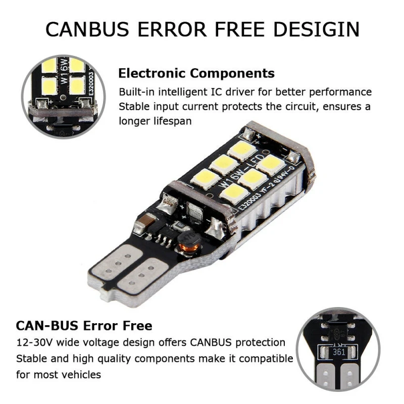 Новый 12V Светодиодный светильник заднего хода Canbus светодиодный 912 T15 W16W резервная