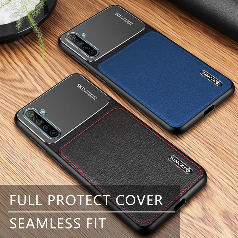 

Rzants For Realme 6 6 Pro Hard Case Armor combined with leather Matte Hybrid Protective Shockproof Leather Cover Phone Casing