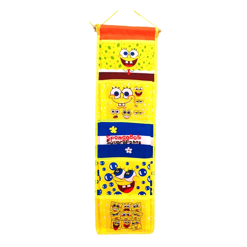 Yellow spongeBob Мультяшная настенная сумка для хранения, модная игрушка, органайзер для макияжа, 5 Карманов, подвесной чехол для хранения, сумки, чехол для двери, ванной комнаты - Цвет: Yellow spongeBob