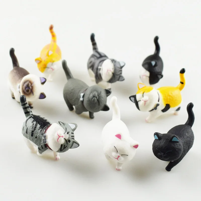 

1pcs Random Cartoon cute fat cat with pet blind box toy table games cat with model hand operated doll car with cake baking