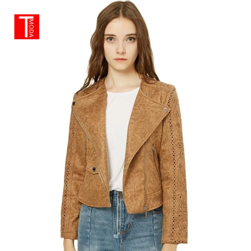 Женская замшевая куртка TMODA265 из искусственной кожи на осень и зиму женская