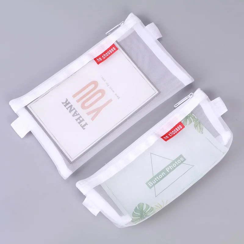 Простая прозрачная Сетчатая Сумка для ручек сумка хранения Студенческая