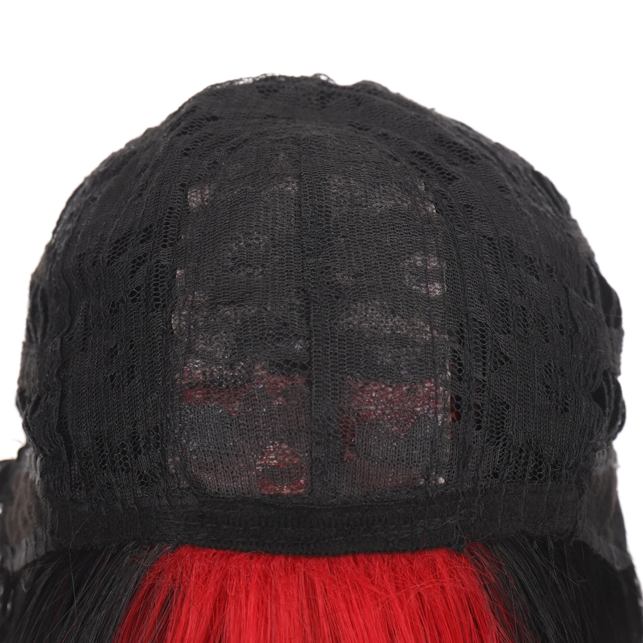 Парик AOOSOO длинные прямые волосы прическа боб с челкой черный красной подсветкой