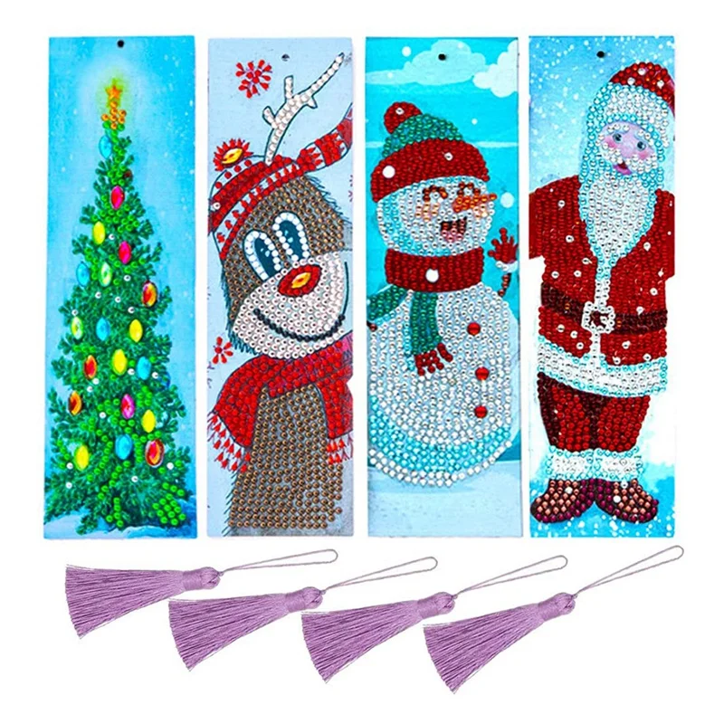 

3 Pcs 5D Diamond Bookmark DIY Painting Bookmark Leather Tassel Bookmark for DIY Making Arts Crafts Students Adults