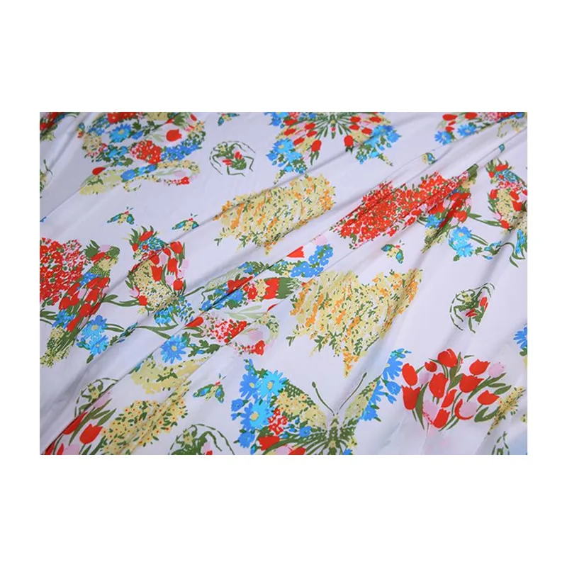 

Natural mulberry silk crepe de chine fabric cloth per meter 140 cm wide anti-wrinkle shirt dress printed fabric alibaba express