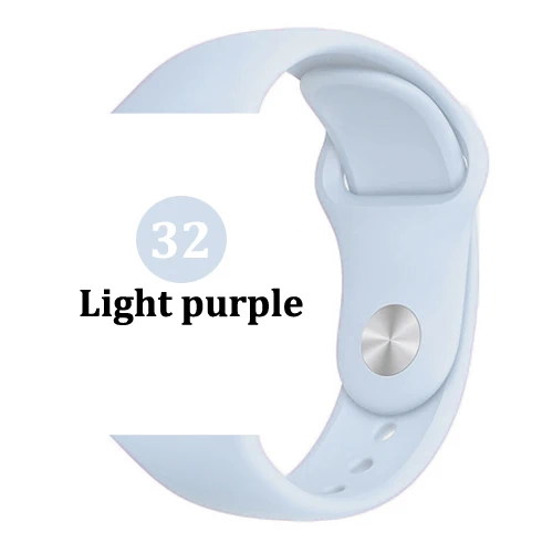 32-Light purple Ремешок для apple watch band 4 3 correa iwatch band 42 мм/38 мм 44 мм/40 мм 2 спортивный силиконовый браслет pulseira apple watch аксессуары - Цвет ремешка: 32-Light purple