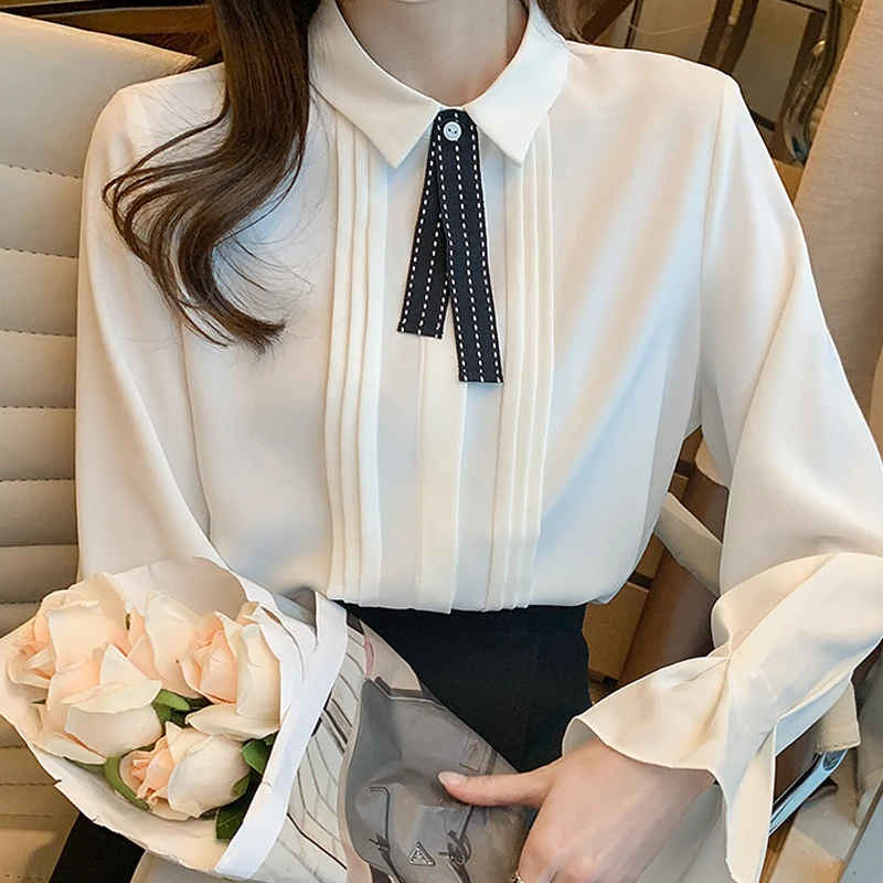 

Blouses Women Long Sleeve White Blouse Women Tops Blouse Women Blusas Mujer De Moda 2021 Chiffon Blouse Shirt Women Tops E679