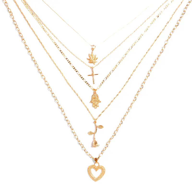 Винтажное ожерелье JJFOUCS в форме листа Креста портрета сердца пирамиды верблюда