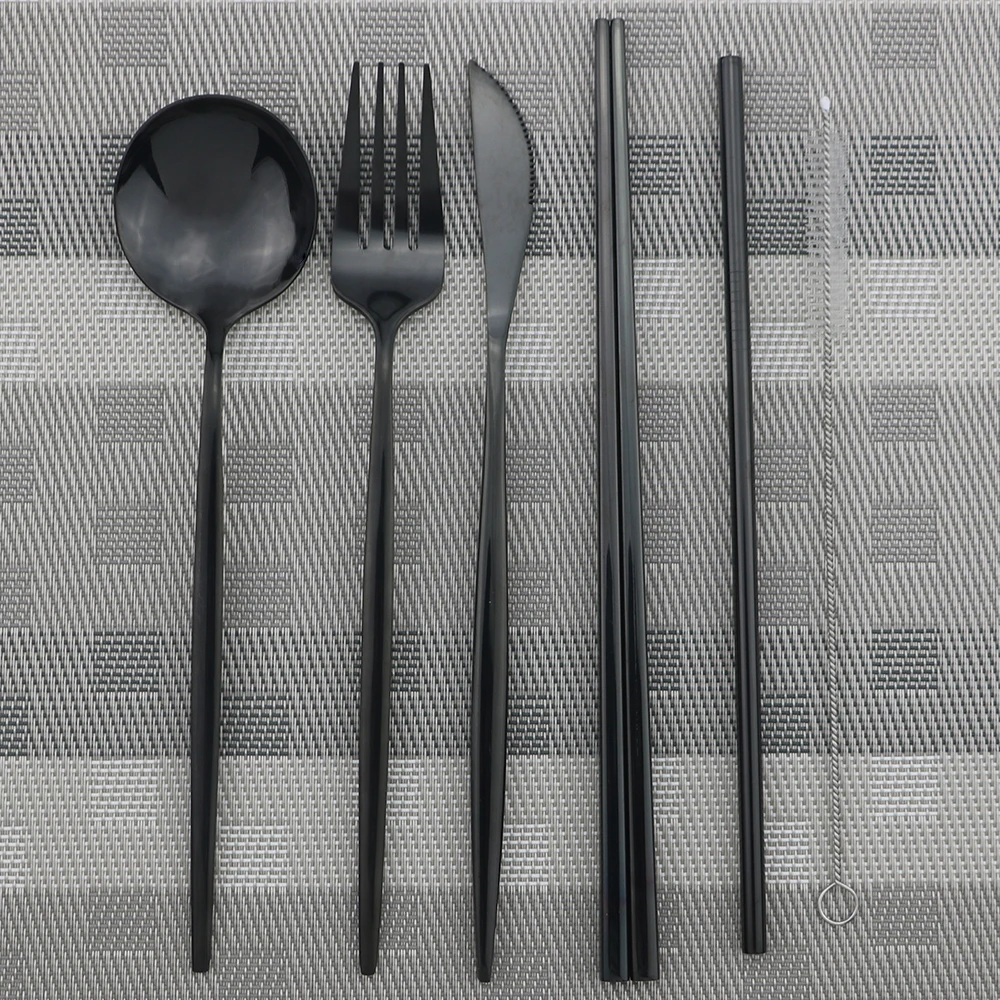 Набор посуды из нержавеющей стали 7 шт. портативные дорожные столовые приборы