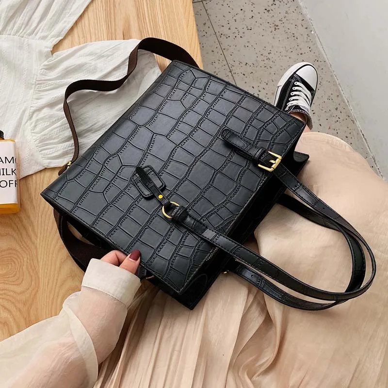 Зимняя сумка через плечо с каменным узором для женщин из искусственной кожи