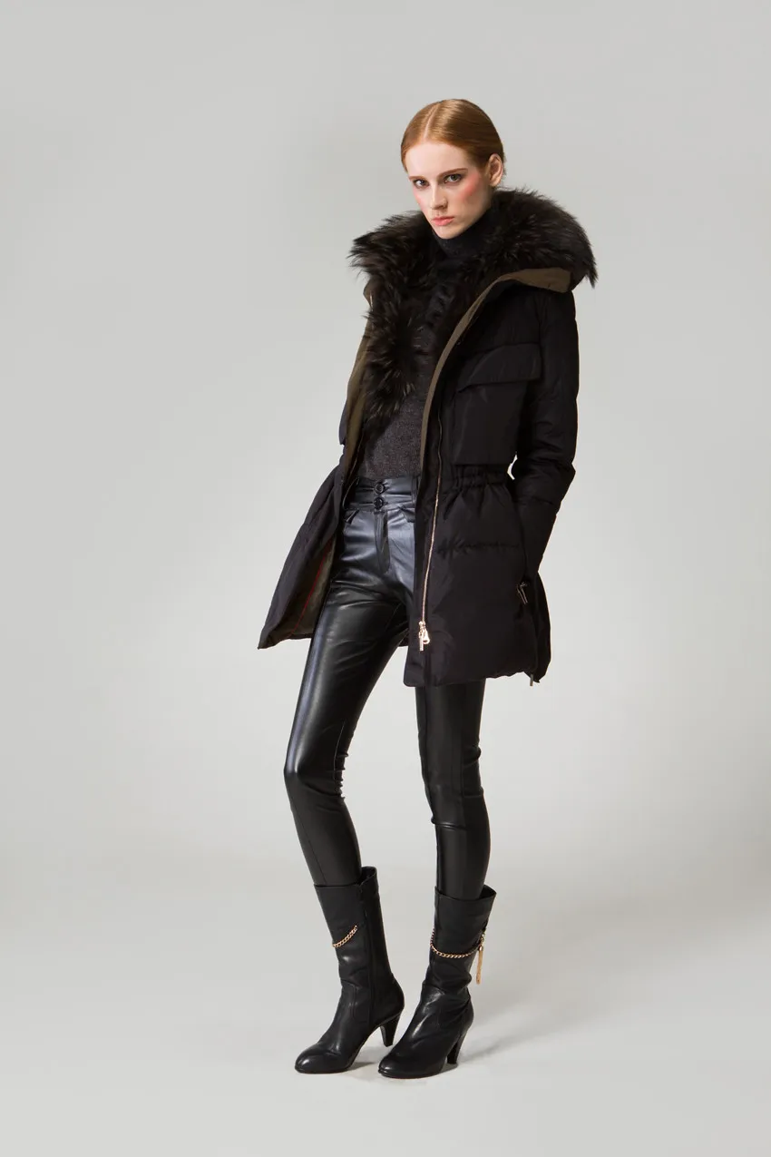 

Brand 100% Natural Raccoon Fur Collar White Duck Down Winter Jacket Parka 2020 European Thick Long Slim Coats Women HJ575