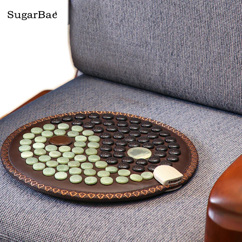 

Jade Stone Tourmaline Heating Physiotherapy Cushion Round Chair-Shaped Mattress Far-Infrared Electric Office Mat