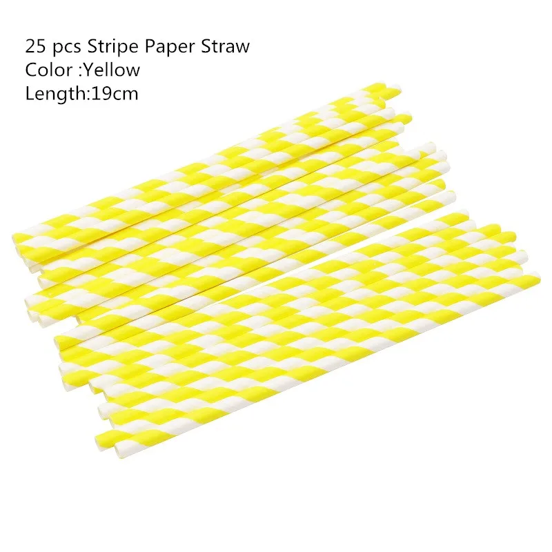 25pcs straws A4 Красочные бумажные стаканы в полоску и тарелки одноразовые трубочки салфетка на свадьбу День рождения, детский душ фестиваль столовая посуда все для праздника - Цвет: 25pcs straws A4