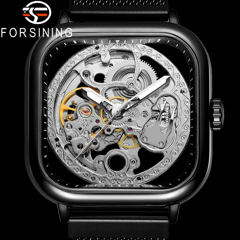 FORSINING новые мужские наручные часы автоматические механические Военные