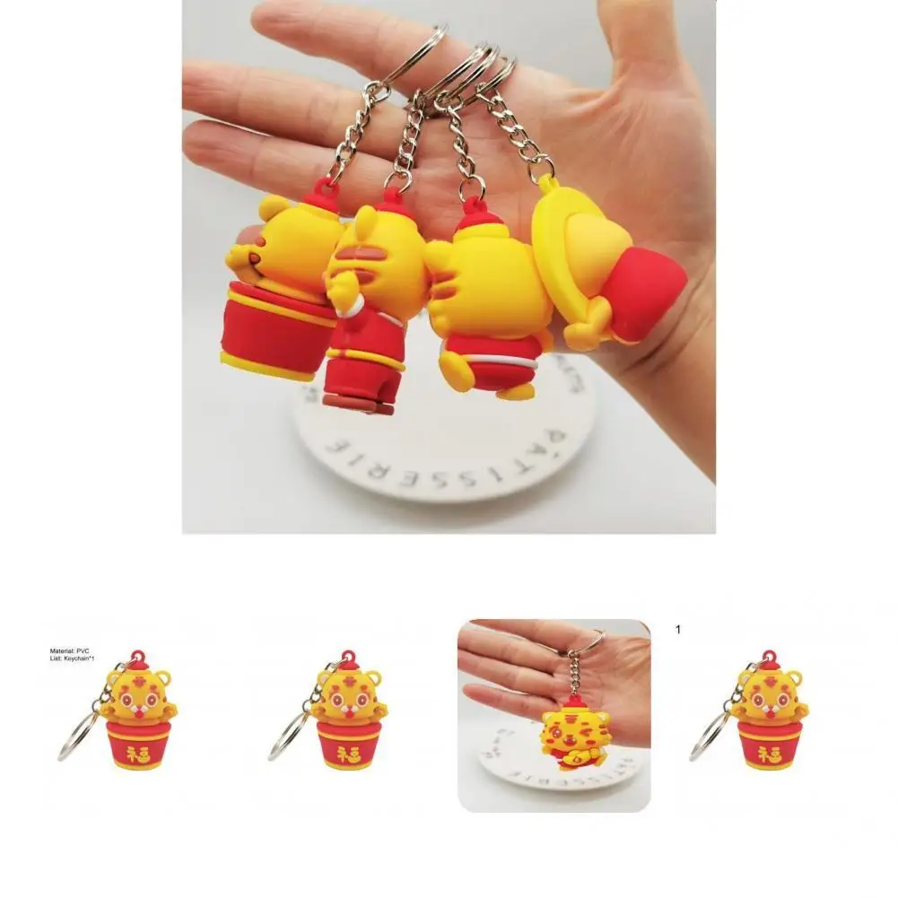 

Stylish Key Ring Wear Resistant Lightweight Cartoon Keychain 2022 Tiger New Year Key Ring for Backpack Key Holder Ring