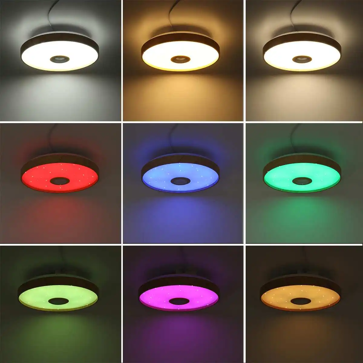 Lámpara de techo LED de 100W para teléfono inteligente altavoz de música con bluetooth, aplicación de luz con Control remoto RGB, lámpara de techo de dormitorio regulable