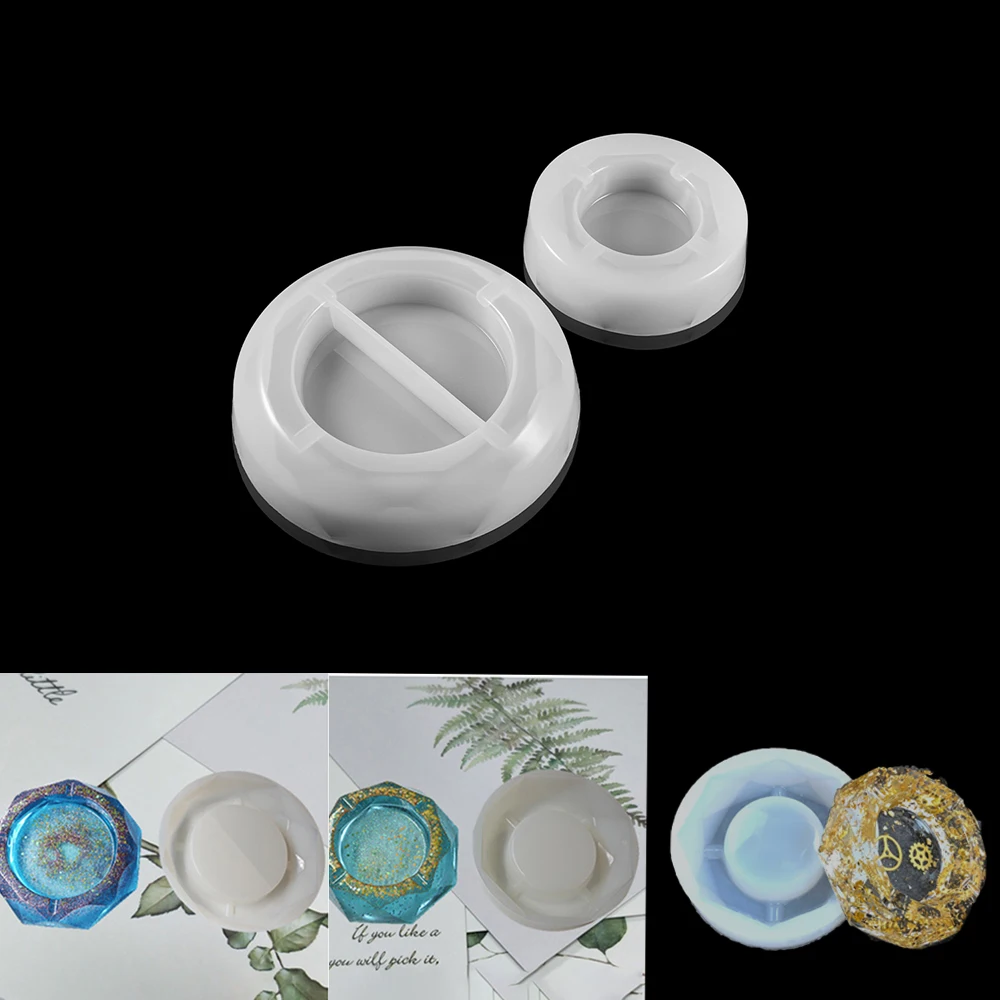 

1Pcs Big Ashtray Resin Silicone Mold Rhombus Round Mold for DIY Resin UV Crystal Epoxy Crafts Crystal Ashtray Home Decoration