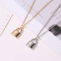 simple fashion metal plating lock necklace personality ladies clavicle chain