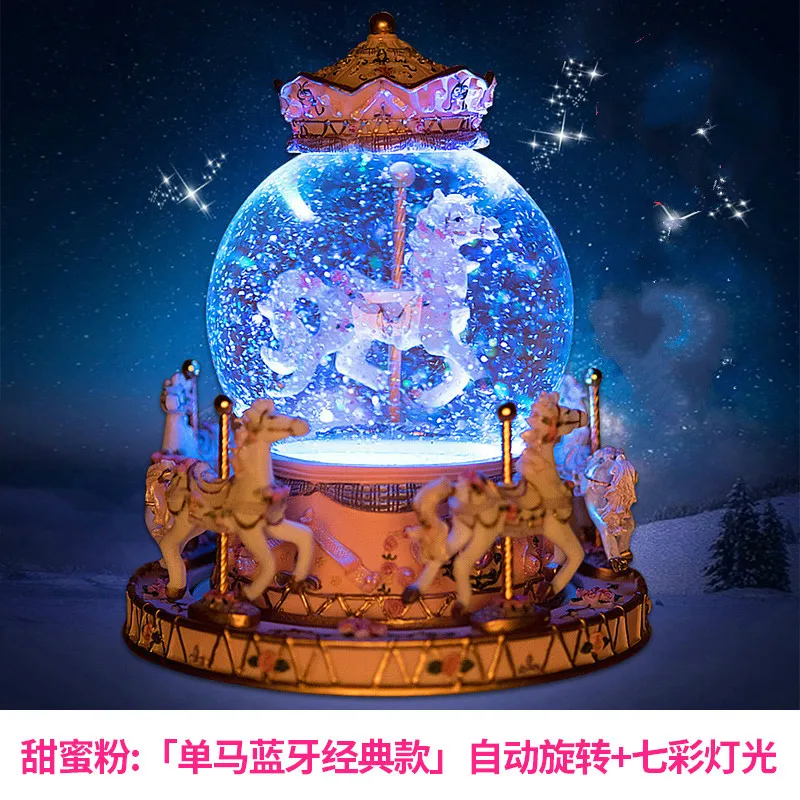 Музыкальная шкатулка в виде карусели с хрустальными шариками музыкальная