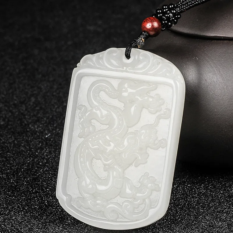 Натуральный зеленый Нефритовый дракон кулон бусины ожерелье очаровательные