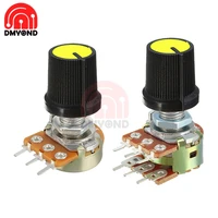 5pcs yellow wh148 knob swtich rotary potentiometer linear taper for arduino cap 1k 2k 5k 10k 20k 50k 100k 250k 500k 1m ohm