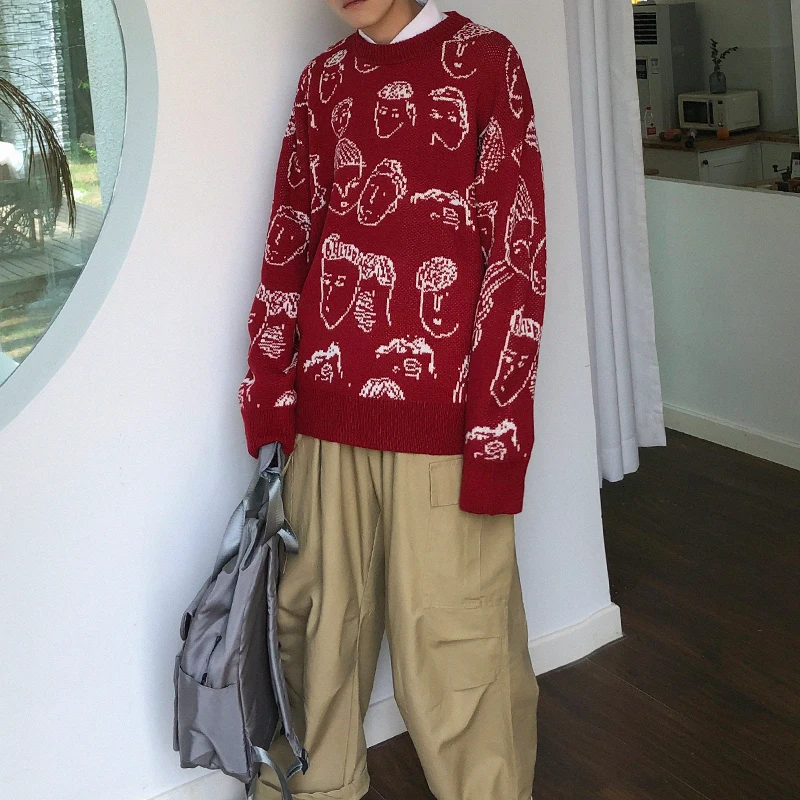 Новинка Зима 2019 корейская версия комплекта узоров линий трендовый парный теплый