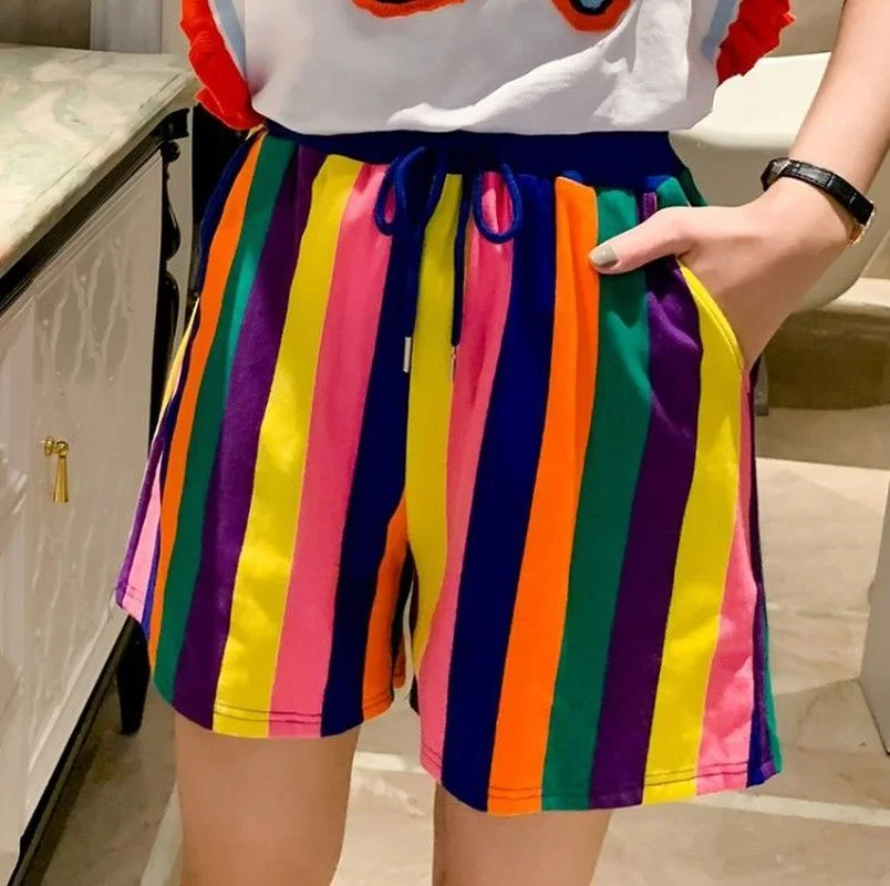 

Aesthetic Shorts Women Harajuku Kawaii Geometric Knee Length Skinny Shorts 2021 hip hop Summer Streetwear Sexy Lady Gothic Punk