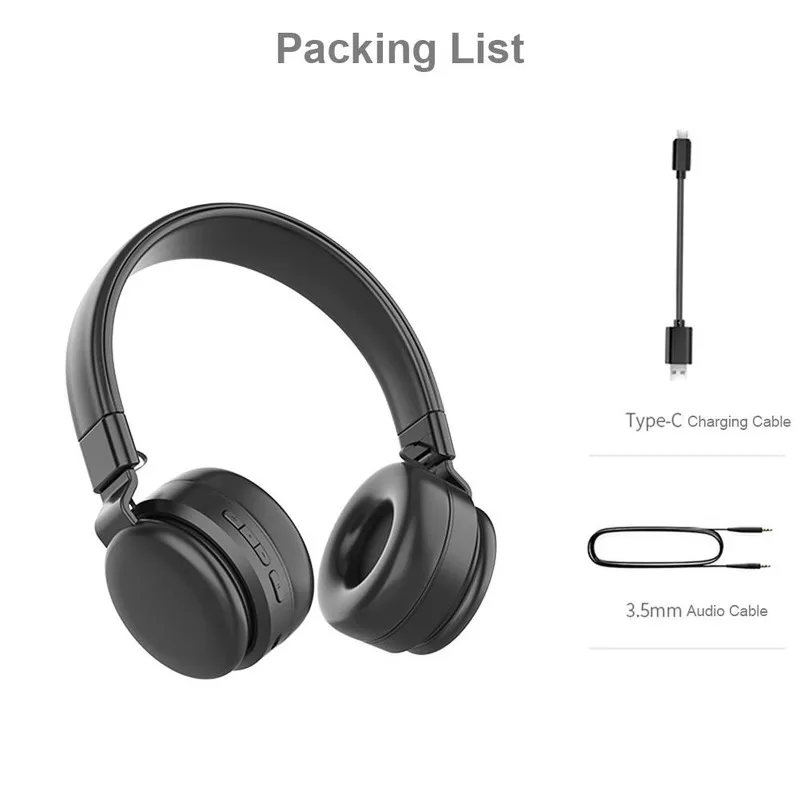 

Head-mounted Wireless Bluetooth Headset Foldable TF Card Stereo Sports Earplugs 5.0 Noise Reduction Surround