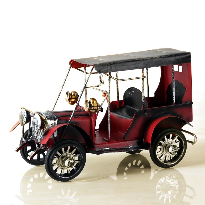 

Vintage Metal Classic Car Model Wrought Iron Handicraft Old Car Model Tinplate Car Model Decrotion Desktop ornaments