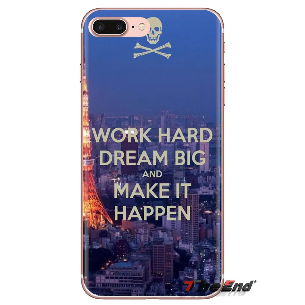 TPU Shell Covers Work Hard Dream Big Quote For Samsung Galaxy S2 S3 S4 S5 MINI S6 S7 edge S8 S9 Plus Note 2 3 4 5 8 Coque Fundas |