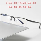 Очки для близорукости в полуоправе, квадратные металлические Рецептурные очки с защитой от сисветильник, диоптрии от 0-0,5-1,0-1,5 до-6,0