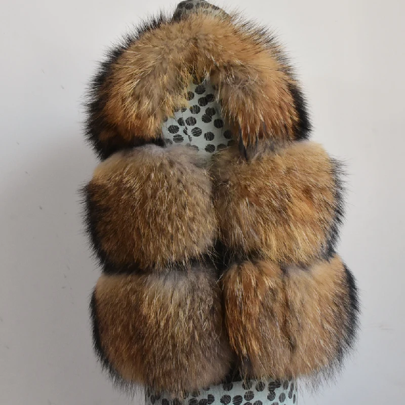 Women's Real Fur Vest Genuine Raccoon Fur Waistcoat Coats Women Winter Fashion Short Vest High Quality