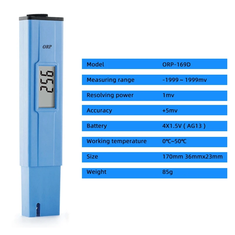 

2-In-1 ORP/Redox Tester Digital Water Quality Meter -1999MV - 1999MV Drinking Water ORP Test Pen