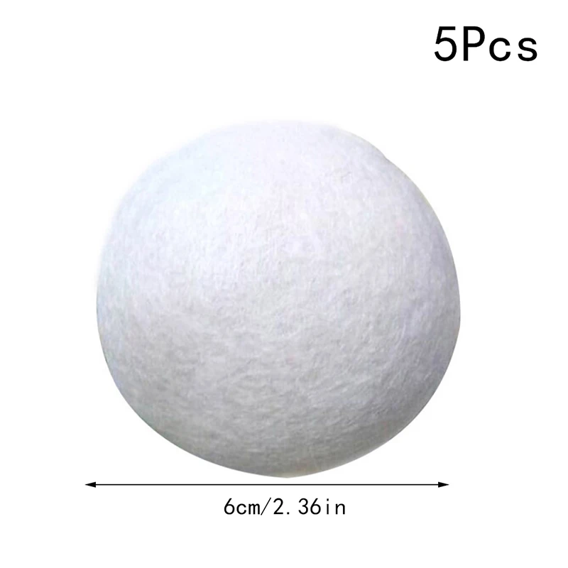 

5Pcs 6CM Reusable Wool Dryer Balls Organic Wool Natural Laundry Fabric Softener Premium