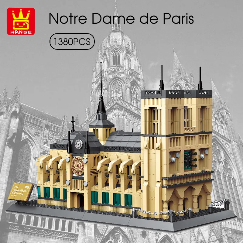 

1038pcs World's Famous Classic City Architecture NOTRE DAME CATHEDRAL of Paris Building Block Bricks Children DIY Toy for Child