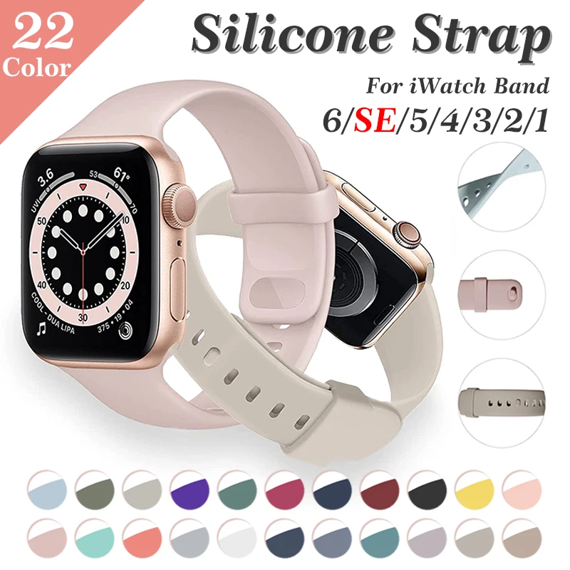 

Soft Silicone Sport Band For Apple Watch Bands 38mm 40mm Replacement Strap for iWatch Series SE 6 5 4 3 2 1 Watch Band