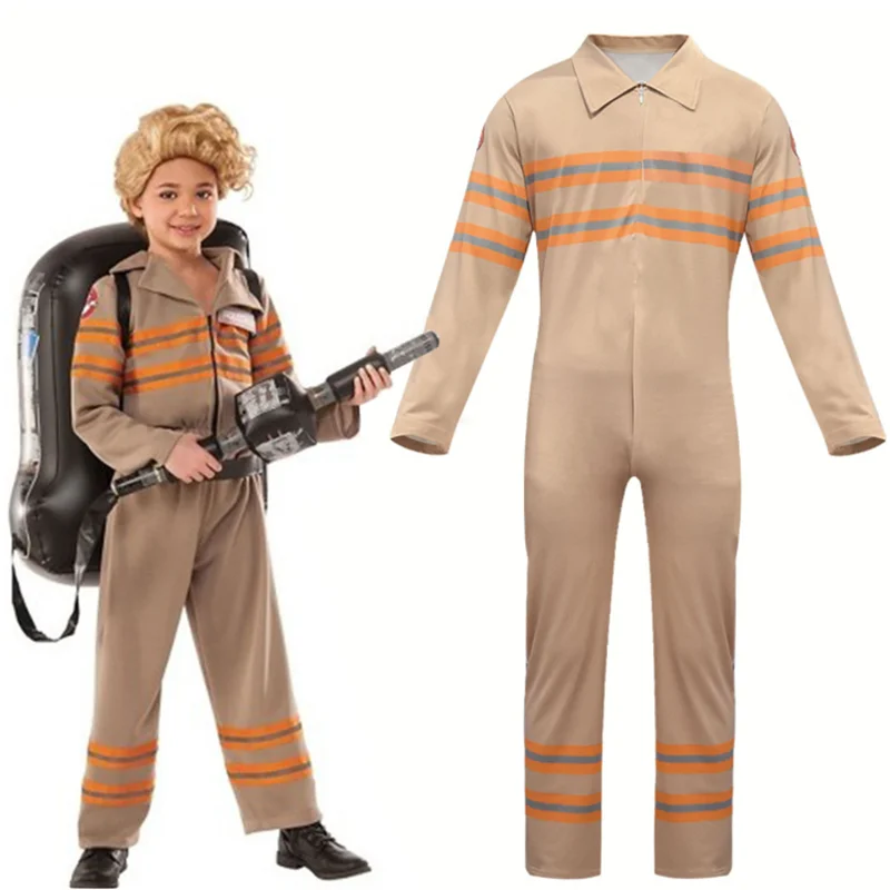 kids ghostbusters jumpsuits cosplay costume kids boy girl ghostbusters work bodysuit cosplay party halloween christmas costume free global shipping