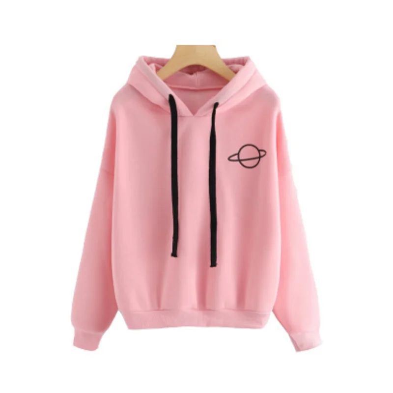 Planet Printed Sweatshirt Hoodie Drawstring Hooded Top Long Sleeve Womens Sweatshirt dhoody ropa juvenil mujer sweetshirt