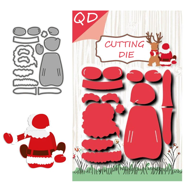 

Santa Claus Back Shadow Cutting Dies Stamps Dies Scrapbooking Mold Cut DIY Handmade Tools Craft Decoration 2021 New Metal Dies