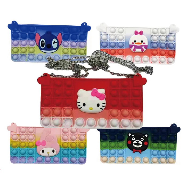 

Kawaii Pop It Bag Cartoon Simple Dimple Antistress Fidget Toys Coin Purse Push Bubble Stress Relief Messenger Bags Holiday Gift