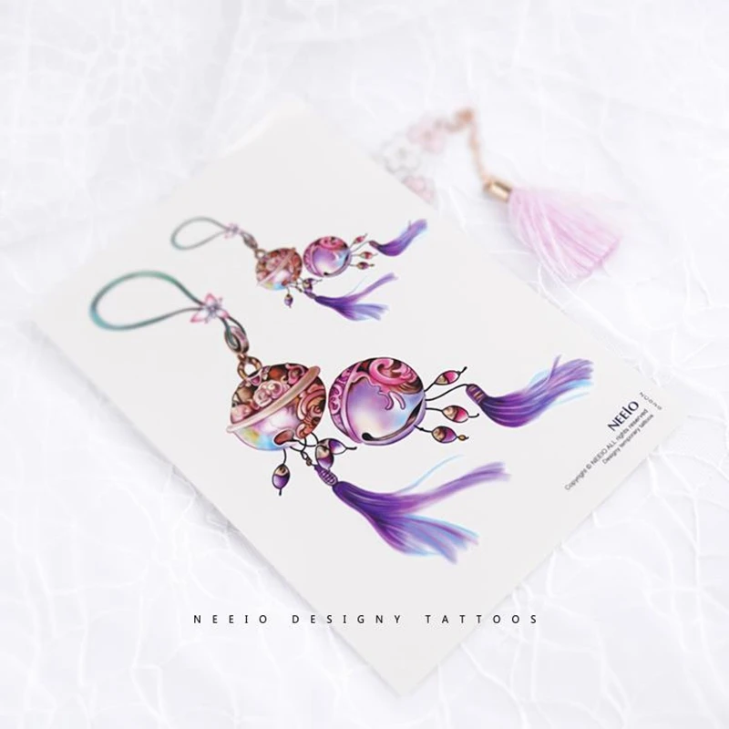 

2021 Original Retro Bell Temporary Tattoo Stickers Female Waterproof Color Small Bells Body Art Ankle Chest Back Tattoo Stickers