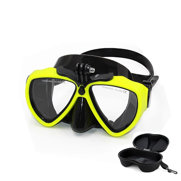 yellow green case TELESIN маска для дайвинга Div очки для плавания комплект оборудования для GoPro Hero 7 6 5 черный Xiaomi Yi SJ eken аксессуары для экшн-камеры - Цвет: yellow green case