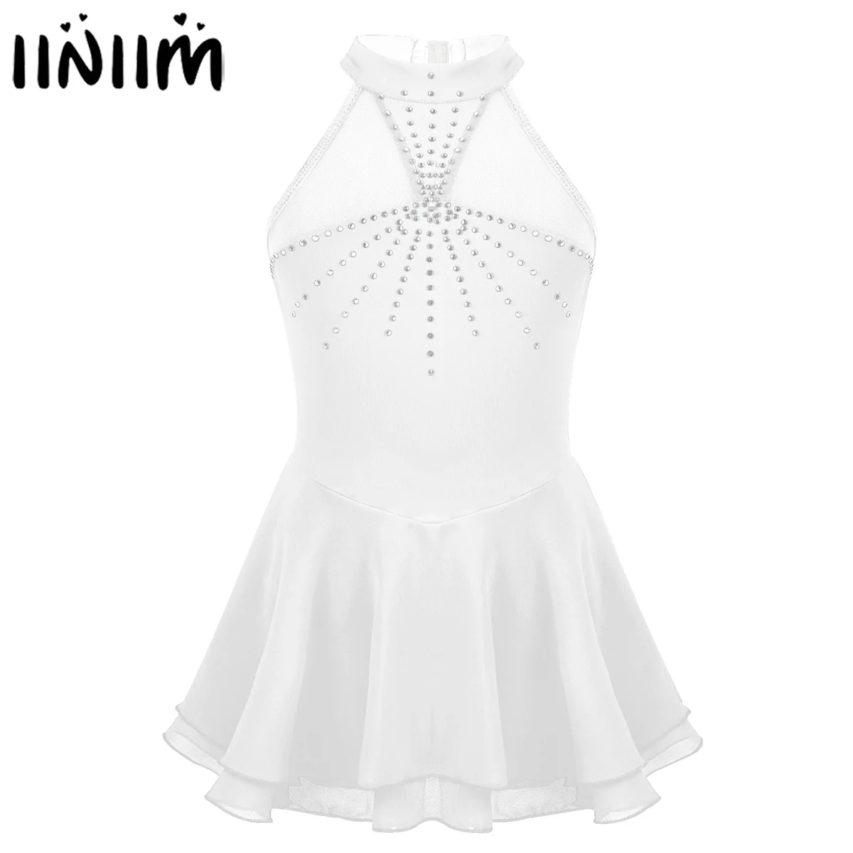 

Kids Girls Dance Ballerina Sequins Mesh Splice Ballet Tutu Dress Teen Child Figure Skating Dress for Gymnastics Leotard Costumes