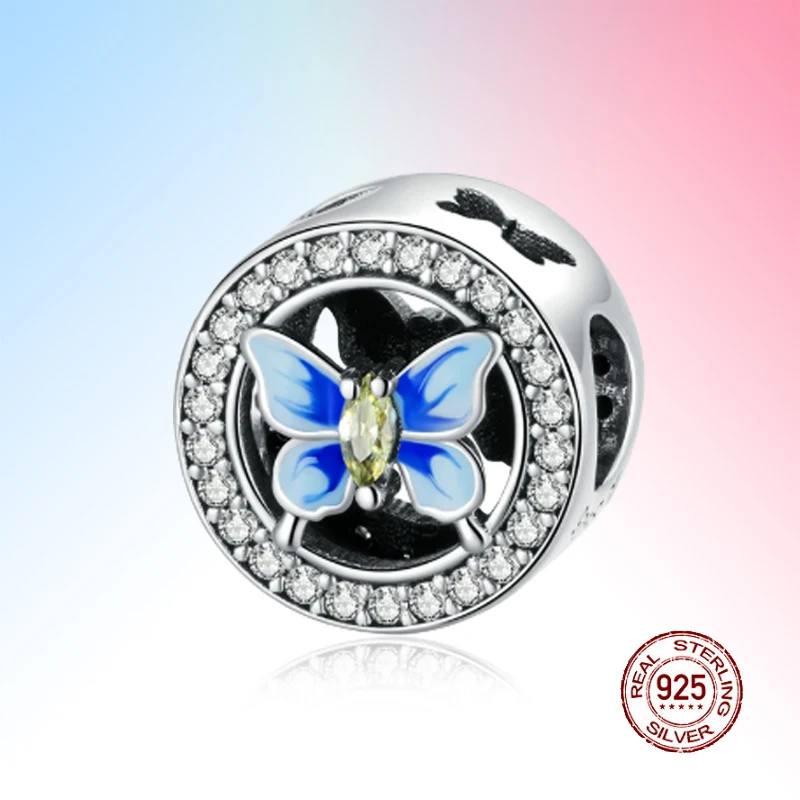 

Authentic Colorful Butterfly CZ Charm Beads for Original 2021 NEW 925 Sterling Silver Bracelet DIY Jewelry Accessories Bijoux
