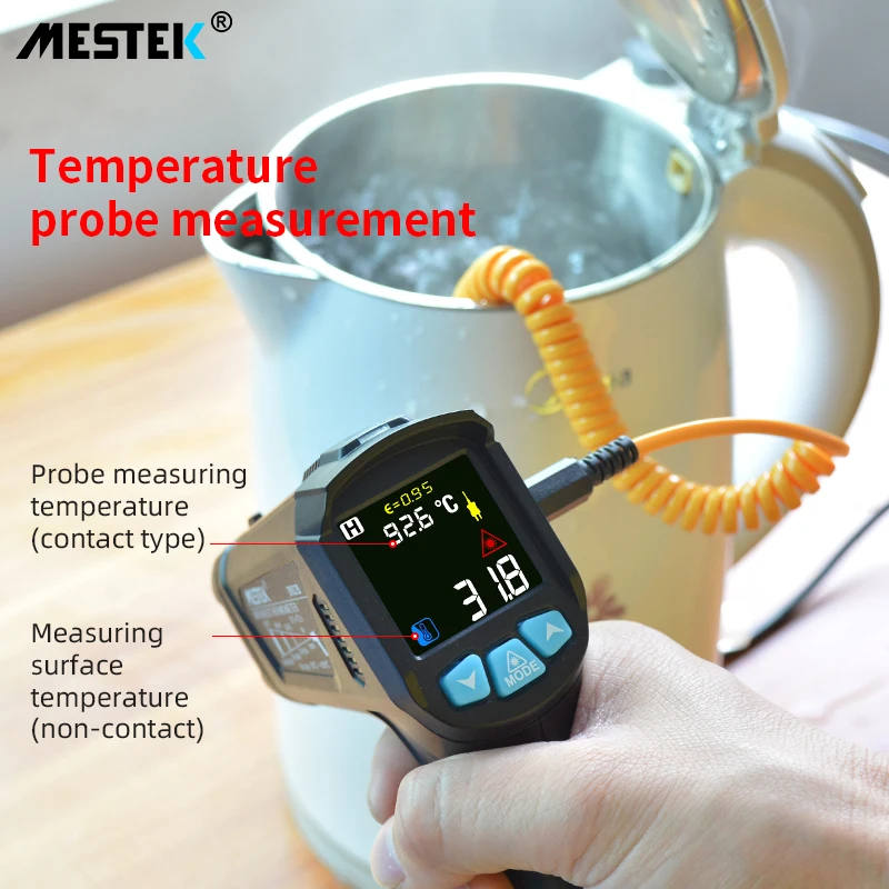 Digital Infrared Thermometer Laser Temperature Meter Non-Contact Pyrometer Imager Hygrometer IR Termometro Color LCD Light Alarm |