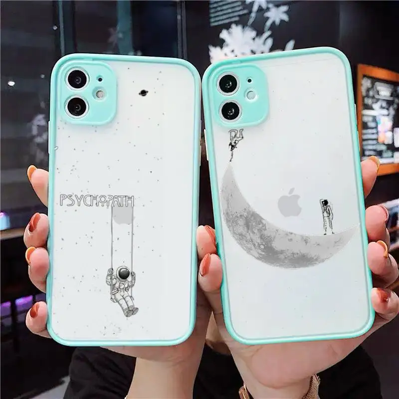 

astronaut space earth cartoon Phone Case Matte Transparent for iPhone 7 8 11 12 s mini pro X XS XR MAX Plus cover funda