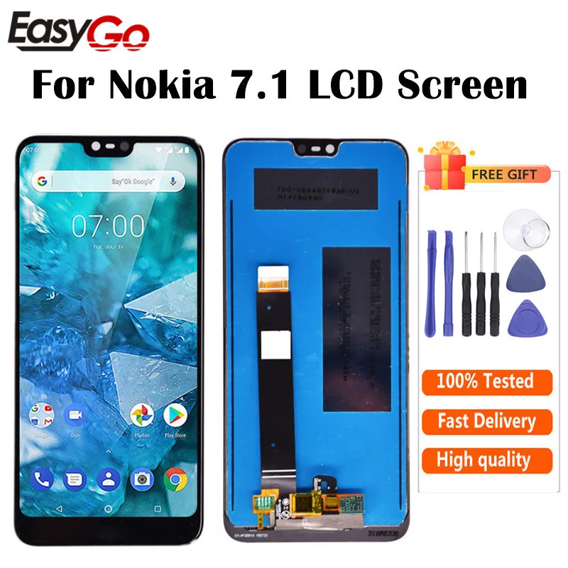 100% протестированный ЖК дисплей для Nokia 7 1 10 сенсорная панель экран дигитайзер