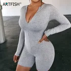 Женский Облегающий комбинезон на молнии, повседневный неоновый комбинезон с V-образным вырезом, модель GV108 на осень и зиму, 2022