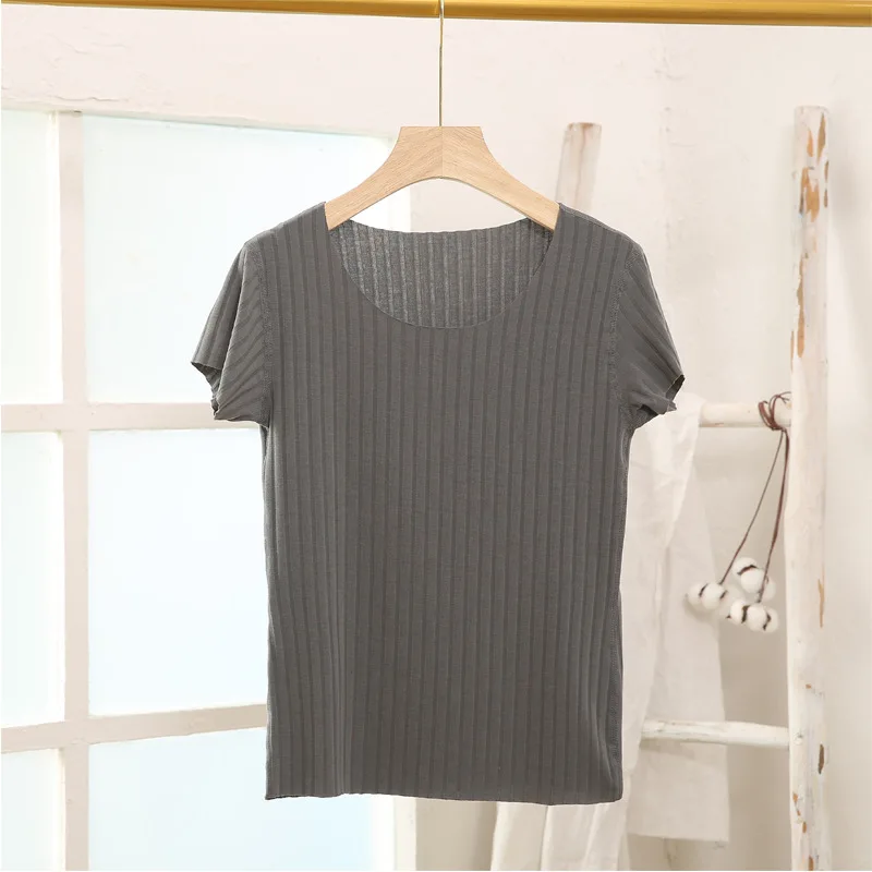 

Summer simple solid color loose short-sleeved T-shirt trend half-sleeved ladies all-match top BL7083